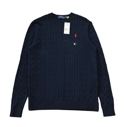 POLO RALPH LAUREN CABLE KNIT SWEATER NAVY BLUE