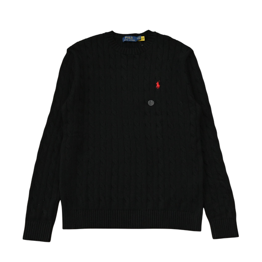 POLO RALPH LAUREN CABLE KNIT SWEATER BLACK
