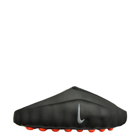 Luxury Chef black Nike Mind 001 slip-on soccer cleats with silver swoosh and orange studs.