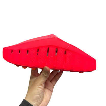 Luxury Chef YEEZY FOAM RNNR bright red slip-on clogs with ventilation holes and orange sole details.
