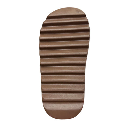 Luxury Chef YEEZY SLIDE brown foam slip-on sandal sole with deep horizontal ridges
