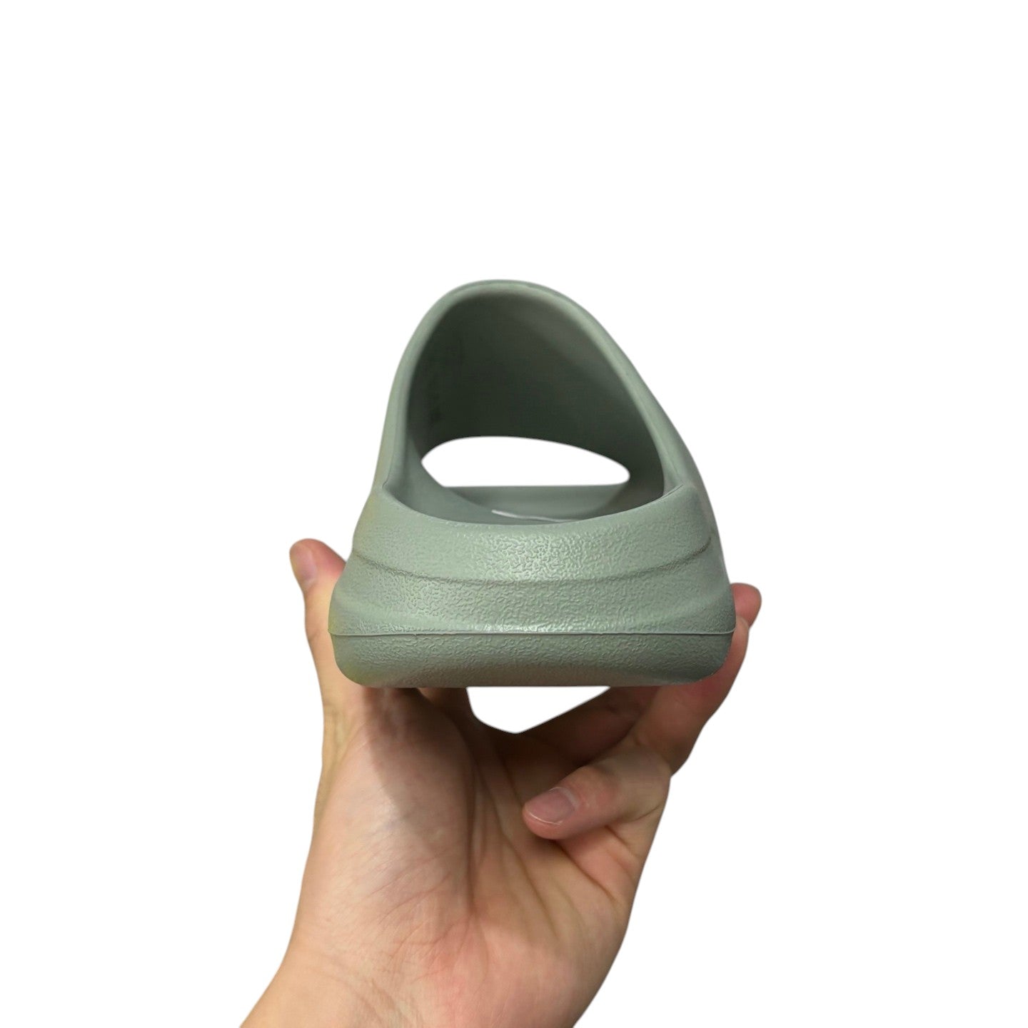 Luxury Chef sage green YEEZY SLIDE slip-on sandal with contoured footbed and textured sole.
