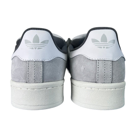 Luxury Chef Adidas Campus grey suede and white leather sneakers with Adidas logo.