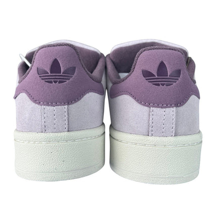 Luxury Chef Adidas Campus sneakers in light purple suede with a darker purple heel tab featuring the Adidas trefoil logo.