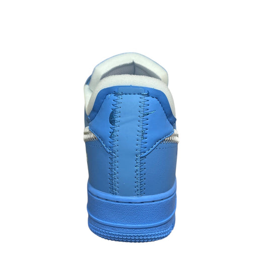 Luxury Chef Air Force 1 Off-White sneakers in light blue leather with white stitching and padded collar.