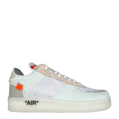 Luxury Chef Air Force 1 Off-White sneakers with white mesh, beige suede accents, and translucent sole with "AIR" text.