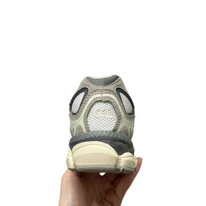 Luxury Chef ASICS GEL-NYC beige and grey mesh sneakers with GEL logo detail.