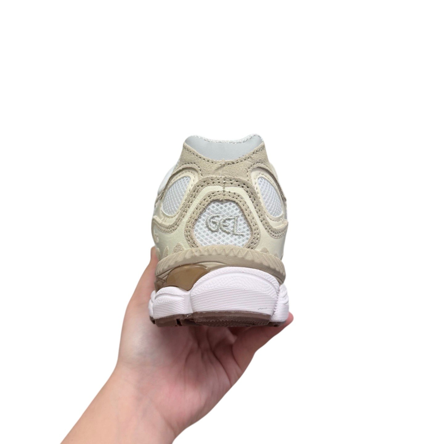 Luxury Chef ASICS GEL-NYC beige mesh and suede sneakers with GEL cushioning.