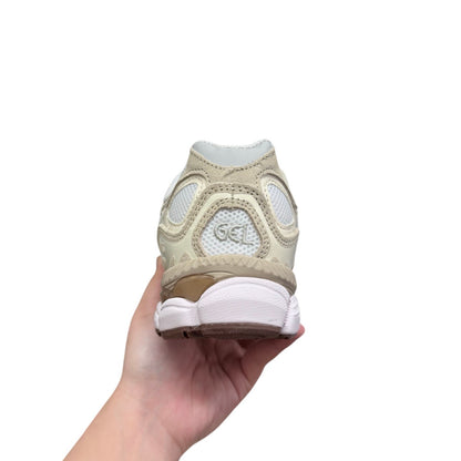 Luxury Chef ASICS GEL-NYC beige mesh and suede sneakers with GEL cushioning.