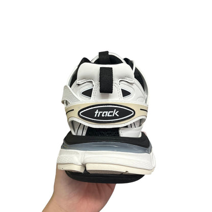 Luxury Chef BALENCIAGA TRACK white and black chunky sneakers with "track" logo detail.