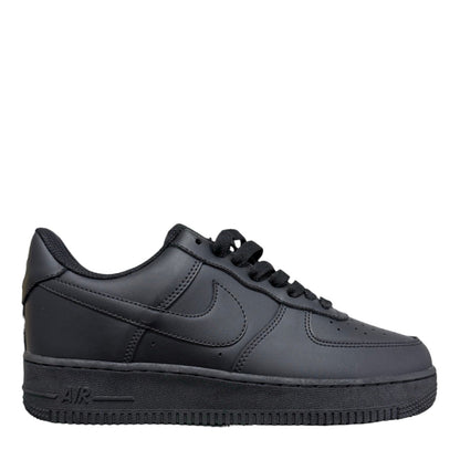 Luxury Chef black leather Nike Air Force 1 sneakers with lace-up closure and iconic swoosh detail.