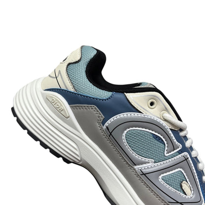 Luxury Chef DIOR B30 sneakers in blue, grey, and cream with textured panels and a chunky white sole.