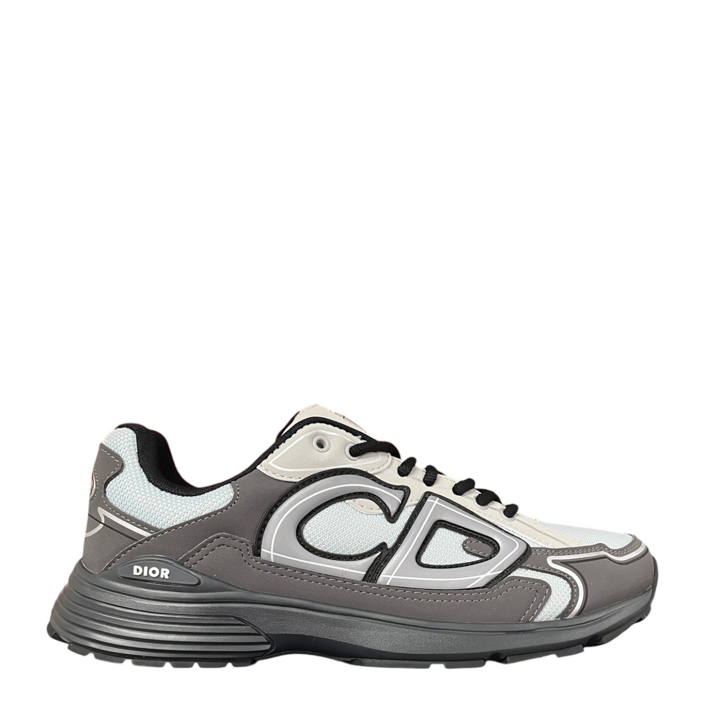 Luxury Chef DIOR B30 sneakers in deep purple microfiber mesh with grey and white accents.