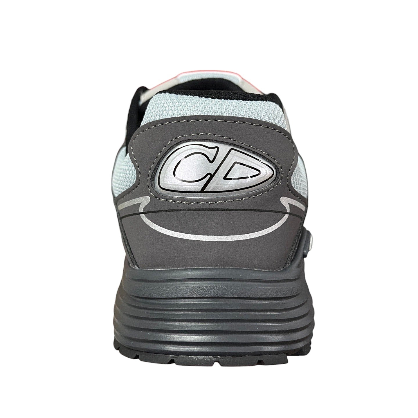 Luxury Chef DIOR B30 grey and light blue mesh and leather sneakers with CD logo detail.