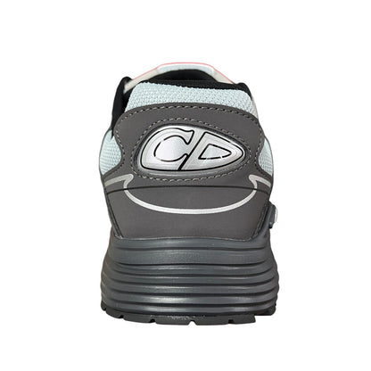 Luxury Chef DIOR B30 grey and light blue mesh and leather sneakers with CD logo detail.
