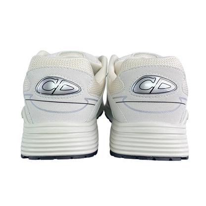 Luxury Chef DIOR B30 white mesh and leather sneakers with silver CD logo detail.