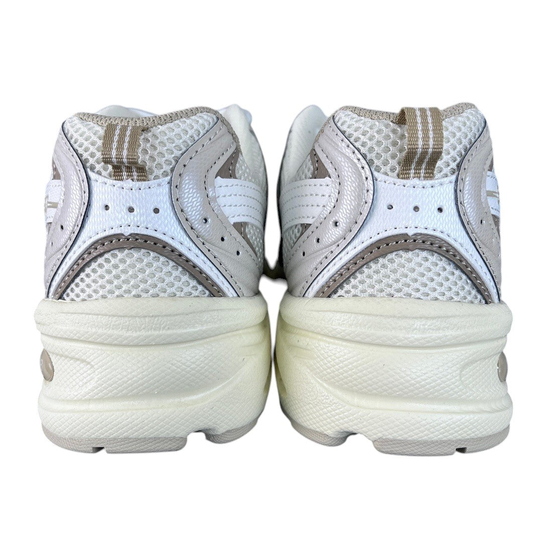 Luxury Chef NEW BALANCE 530 sneakers in white and beige mesh with leather accents and a thick cream sole.