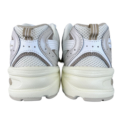 Luxury Chef NEW BALANCE 530 sneakers in white and beige mesh with leather accents and a thick cream sole.