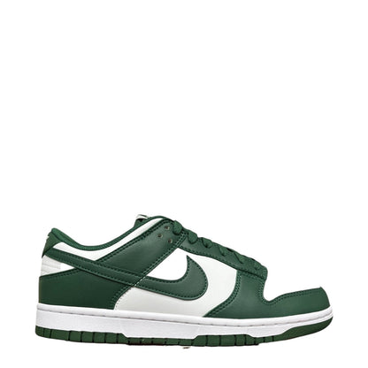 Luxury Chef Nike Dunk Low Retro sneakers in white and forest green leather with white laces and sole.