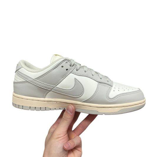 Luxury Chef Nike Dunk Low sneakers in off-white and light grey leather with a cream sole.