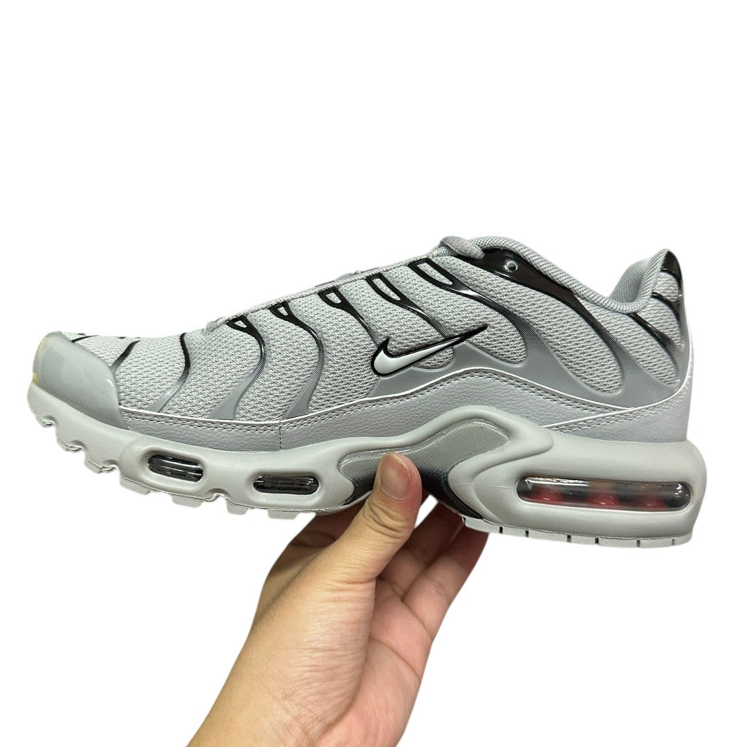 Luxury Chef Nike TN men's grey mesh sneakers with black accents and visible air cushioning.