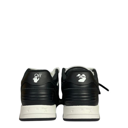 Luxury Chef OFF-WHITE OUT OF OFFICE black leather sneakers with white accents and logo details.
