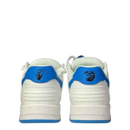 Luxury Chef OFF-WHITE OUT OF OFFICE white and blue leather sneakers with black logo detail.