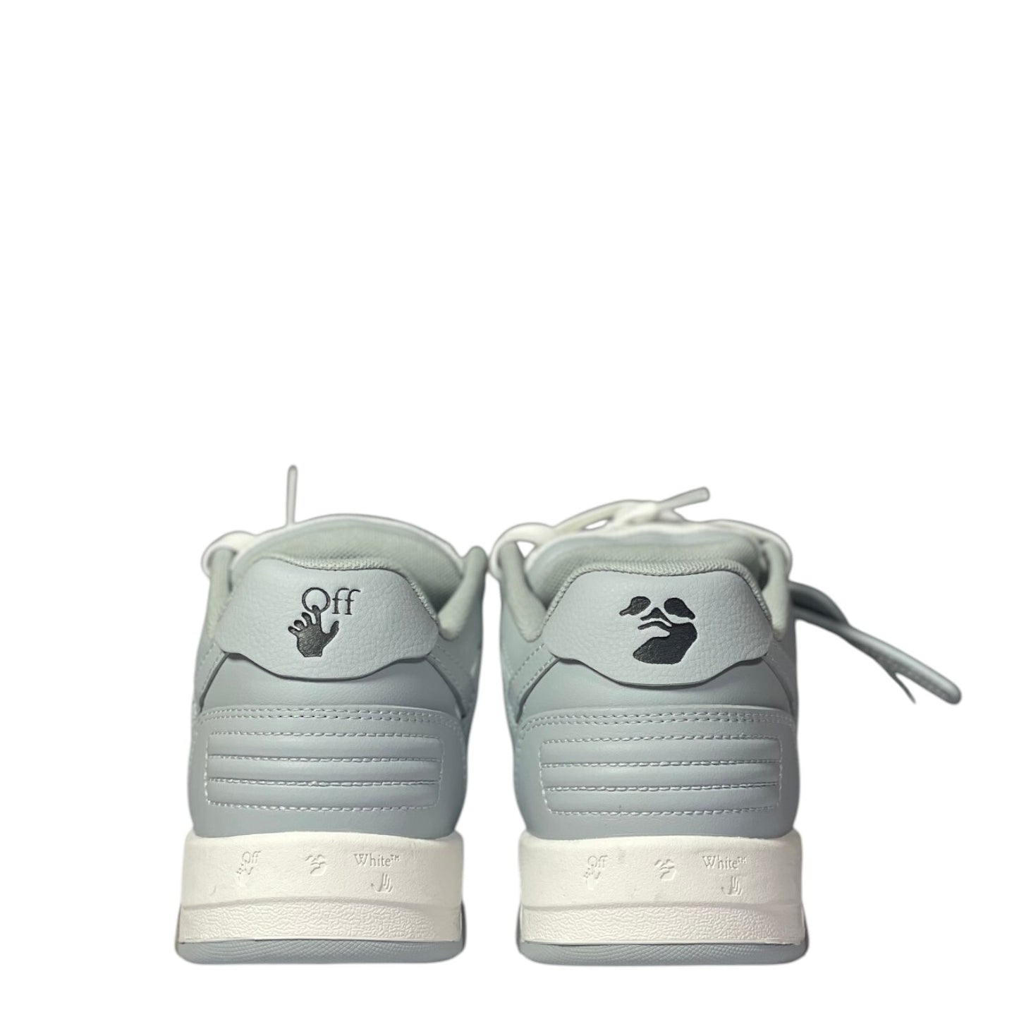 Luxury Chef OFF-WHITE OUT OF OFFICE light grey leather sneakers with black logo details.