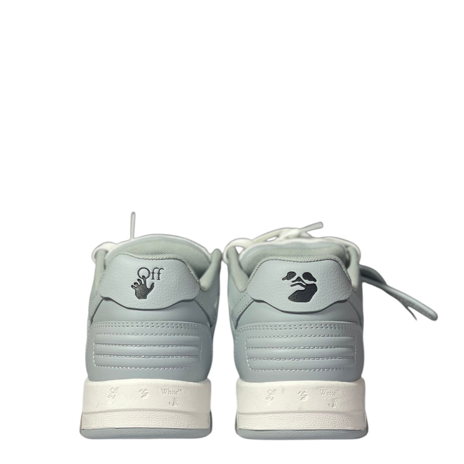 Luxury Chef OFF-WHITE OUT OF OFFICE light grey leather sneakers with black logo details.