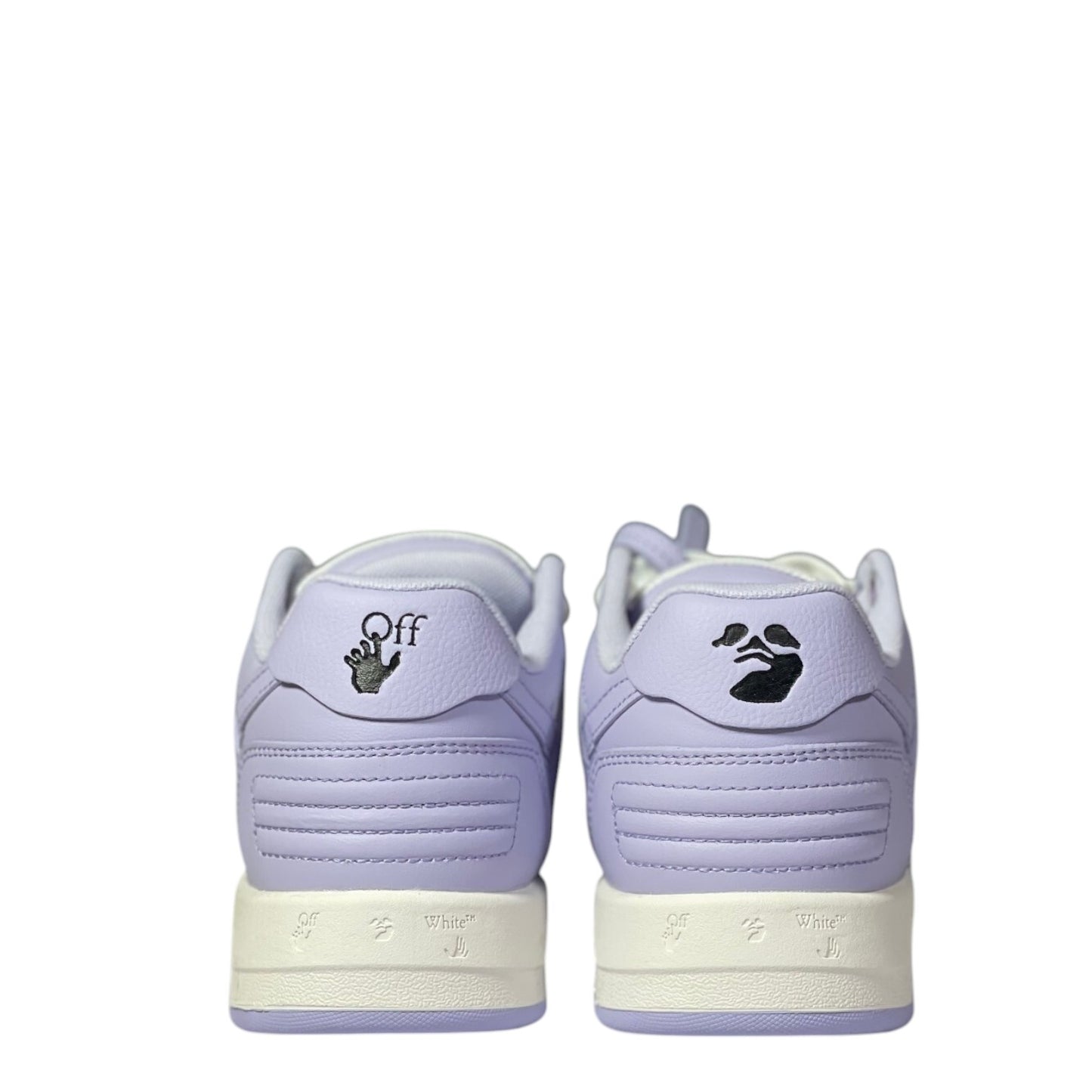 Luxury Chef OFF-WHITE OUT OF OFFICE light purple leather sneakers with black logo details.