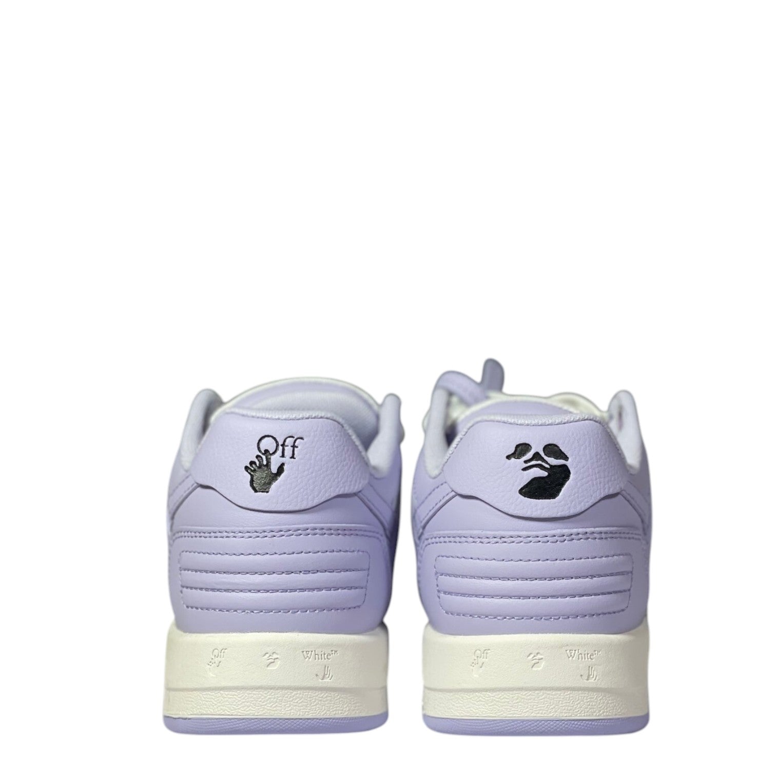 Luxury Chef OFF-WHITE OUT OF OFFICE light purple leather sneakers with black logo details.