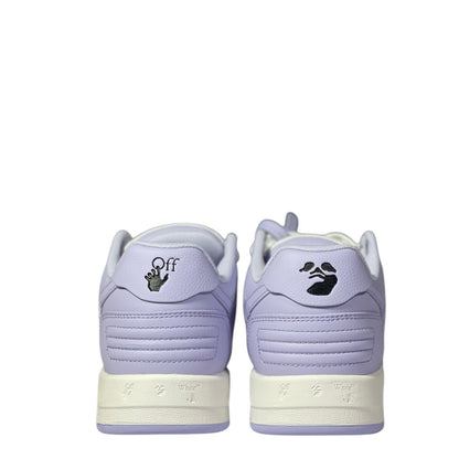 Luxury Chef OFF-WHITE OUT OF OFFICE light purple leather sneakers with black logo details.