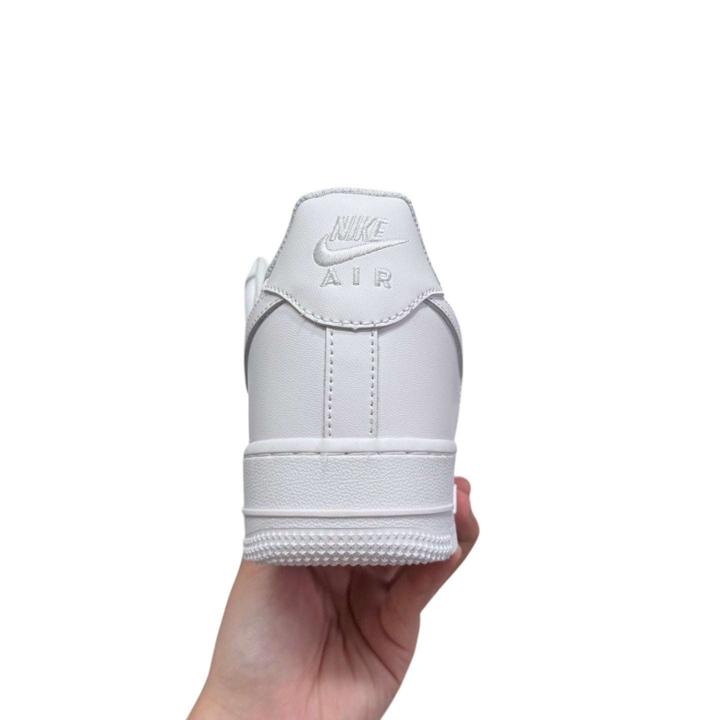 Luxury Chef white leather Nike Air Force 1 sneakers with embroidered logo on heel.